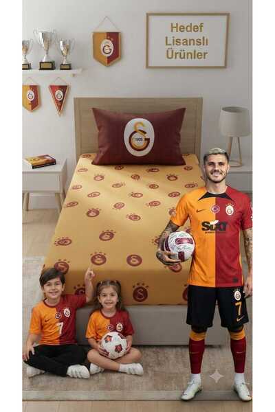 Zorluteks TAÇ Lisanslı Galatasaray Fitted Çarşaf Seti 100x200 Çarşaf + 50x70 ...