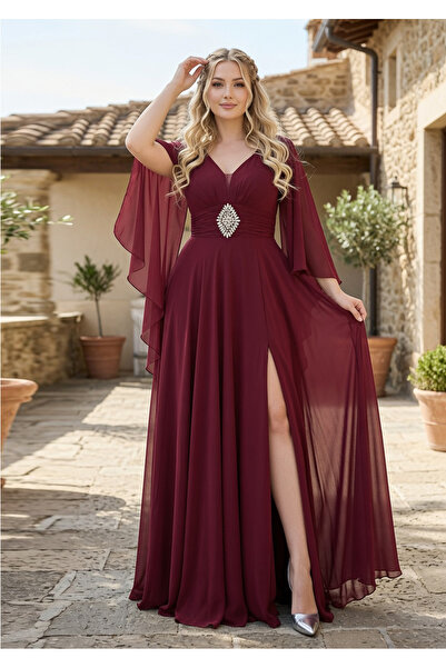 FaBe Fashion PELERİN KOLLU BELİ TAŞ AKSESUARLI DRAPELİ KALP YAKA BEYAZ ŞİFON ...