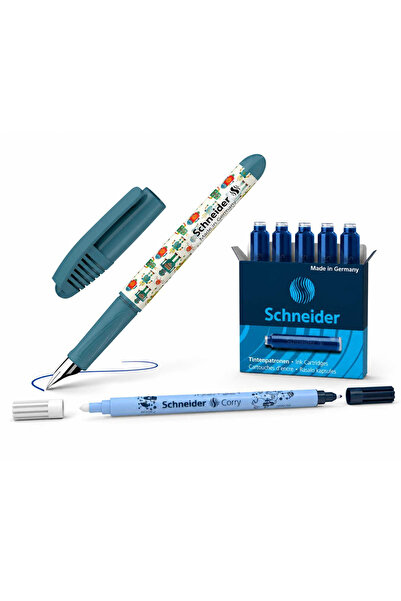 MC Micostore Schneider Zippi Green Pen Package + Schneider Blue Refills 6 pcs...