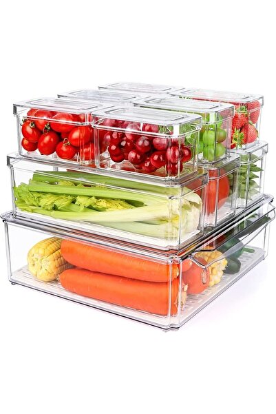 GENERAL BokSung10 Pack Refrigerator Pantry Organizer Bins, Stackable Fridge O...