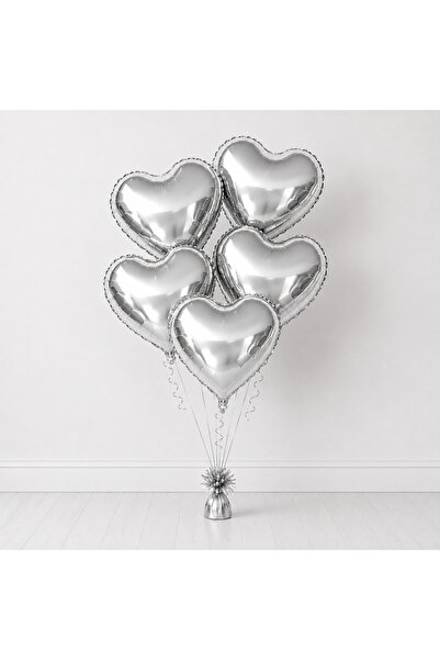 Balonsan 18" Kalp Folyo Balon 45 cm Gümüş 1 Adet