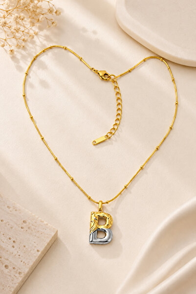 Archhazel Jewelery Double Color B Letter Steel Necklace