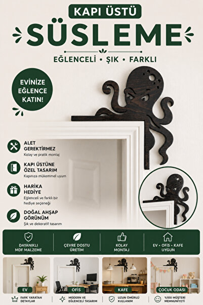ROKH Seo Title: Over-The-Door Octopus Ornament Decorative Wood-Look Octopus F...