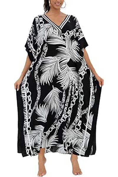 GENERAL Women Caftan Roomy Loungewear Nightgown Beach Dress Cover Ups Robe Sa...