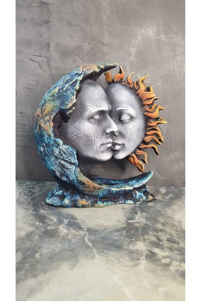 Gardenya Ay & Güneş Aşkı Çİft Biblo ( Polyester 26 x 25 cm )