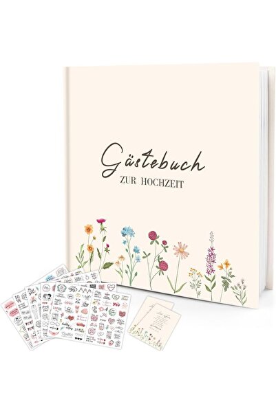 GENERAL High Quality Wedding Guest Book Vintage, Guest Book Blank with Sticke...