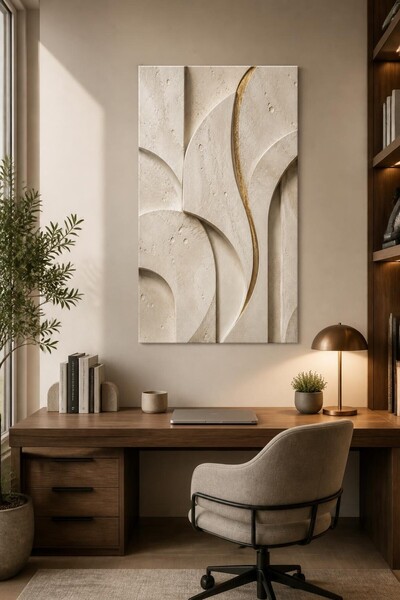 Mythog Minimalist Traverten Desenli Baskılı Cam Tablo – Modern Lüks Duvar Dekoru