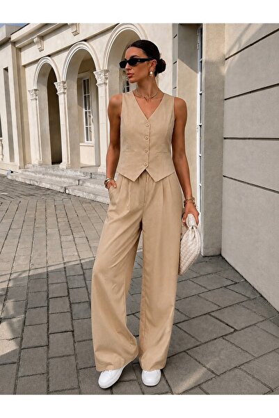 Mivelya Women's Double Comfortable Cut Vest-Pants Set