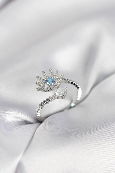 SORA GROUP Silver Color Eye Model Zircon Stone Women's Ring