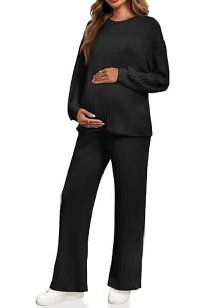GENERAL Yousify Womens Maternity Pajamas Sets 2 Piece Outfits Ribbed Knit Lon...