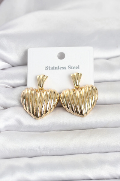 Generic Brand 316L Steel Gold Color Heart Model Women's Earrings