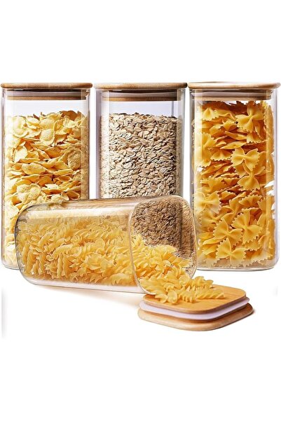 Generic Set of 3 Airtight Glass Storage Containers 50oz Food Canisters with B...