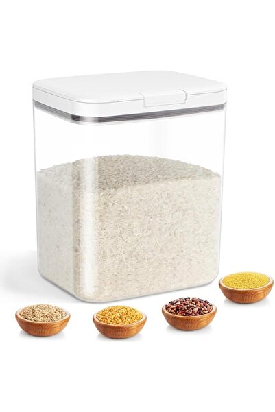 Generic Rice Storage Container, Crystal-Clear PET Plastic Food Dispenser Bin ...
