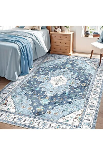 PYEBE Area Rugs, Ultra-Thin Washble Rug, Persian Crystal Print Home Decor Are...