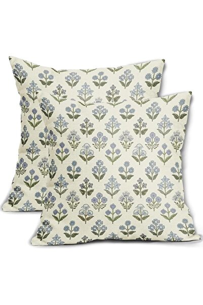 Tazweeq 2 Pcs Bluebell Print Pillow Covers, 18x18 Inch, Vintage Floral Spring...