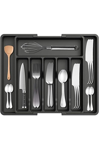 HASTHIP Adjustable Kitchen Drawer Organizer, Expandable Utensil Tray for Silv...