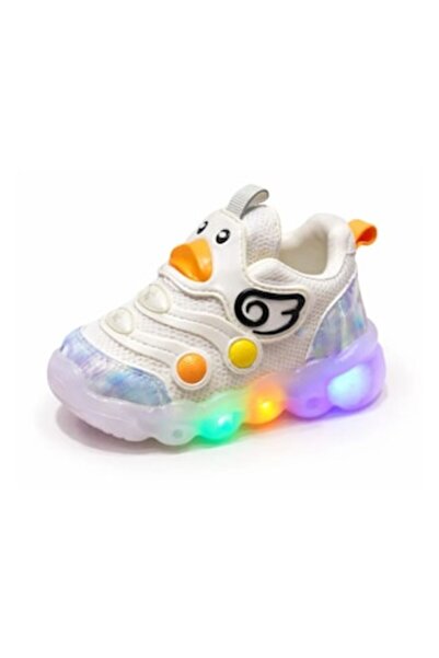 Mixbo Pantofi LED luminoși pentru copii Mixbo, Model Rață Albă, Talpă antider...