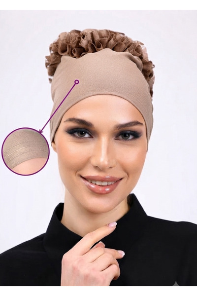 Alivascarf Kaymayan Fırfırlı Silikonlu Dikişsiz Kaymaz Bone Kadın Tesettür Ba...