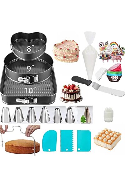 Generic Springform Cake Pans Set 8, 9,10 Inch Heart Pan Round Cake Pan Square...