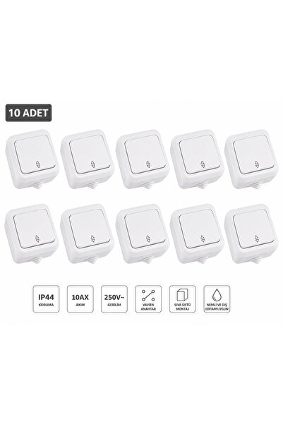 MAKEL Nemliyer Serisi Beyaz Vavien Anahtar 18303 10’lu Paket – IP44 Korumalı,...