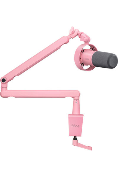 Fifine T688P Δυναμικό Μικρόφωνο XLR με αντικραδασμική βάση σε ροζ χρώμα