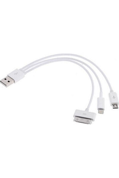 OEM Κανονικό καλώδιο USB σε Apple 30-Pin / Lightning / micro USB 0.2μ Λευκό (...