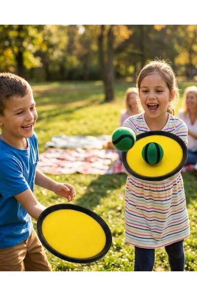 pınaxar 2-Person Velcro Ball Catching Game Set Garden Park Beach Entertainment