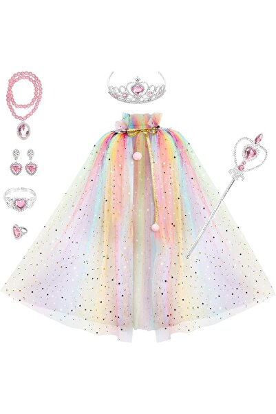X SPRING Princess Cape Set, Complete Pretend Play Costume Kit with Glittery C...