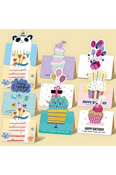 GENERAL 10PCS Birthday Greeting Cards - Small-Size Cartoon Simple Ins Style |...