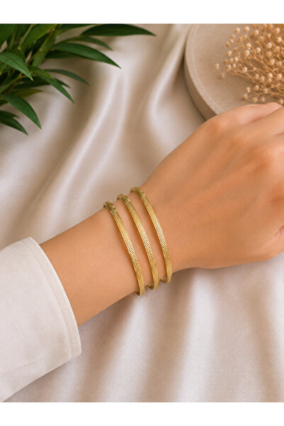 XUPİNGS JEWELRY Xuping 14K Altın Renk Kaplama Ajda Bilezik 3 lü