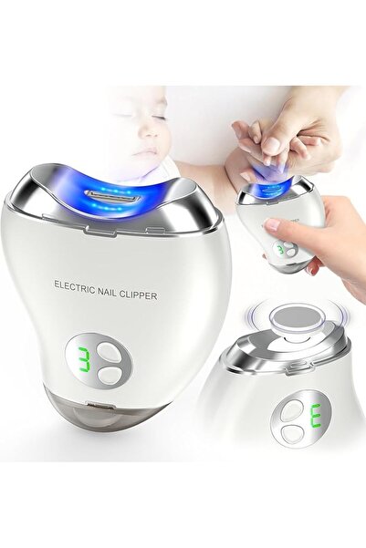XICEN مقص أظافر كهربائي أوتوماتيكي، 2 في 1 مع ضوء LED وصندوق تخزين، قابل لإعا...
