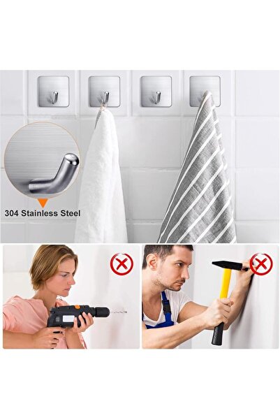 GoodTool 4 Pack Self-Adhesive Hooks, Waterproof Wall-Mounted Towel Hooks, Heavy Duty Adhesive Hooks, No Drill