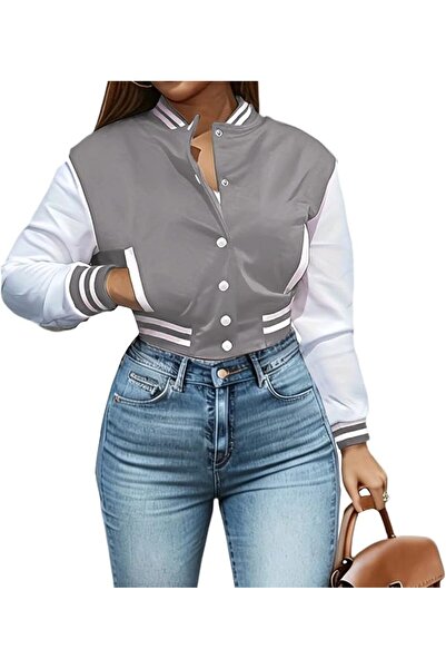 Generic Women's Casual Long Sleeve Baseball Football Jacket Casual Fall Long ...