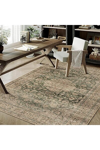 GENERAL PureCozy Vintage Beige Living Room Rugs 80x150cm Washable Rugs | Non ...
