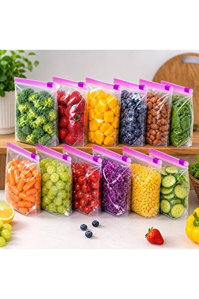 Generic أكياس تخزين طعام قابلة لإعادة الاستخدام بسحاب إغلاق - أكياس بلاستيكية...