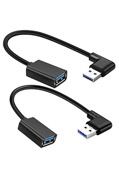 wisfunlly كابل تمديد USB 3.0 بزاوية 90 درجة، موصل ذكر إلى أنثى لنقل البيانات