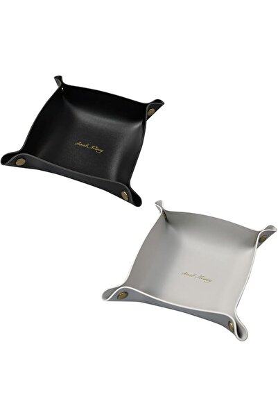 GENERAL 2 Pack Leather Valet Tray, Folding Jewelry Cosmetic Key Coin Phone Wa...