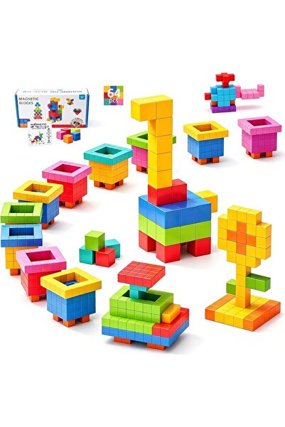 GENERAL 64 PCS Magnetic Blocks, Magnetic Building Blocks for Kids, Magnet Cub...