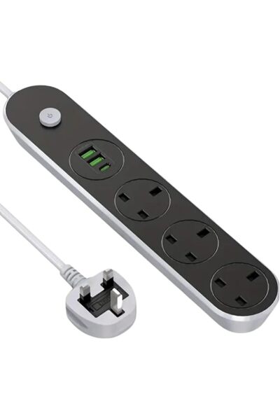 Generic Power Extension Cord, 3 meter Power Strip has 2USB 1PD Type C & 3UK P...