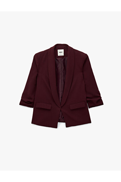 Koton Crepe Fabric Shawl Collar 3/4 Sleeve Blazer Jacket