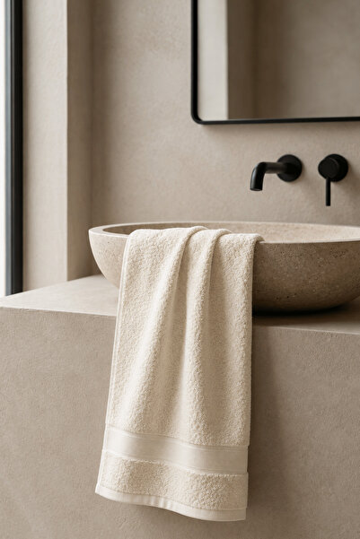 Menderes Home La Notte Solid Colors Hand Towel Cream 50X85 cm