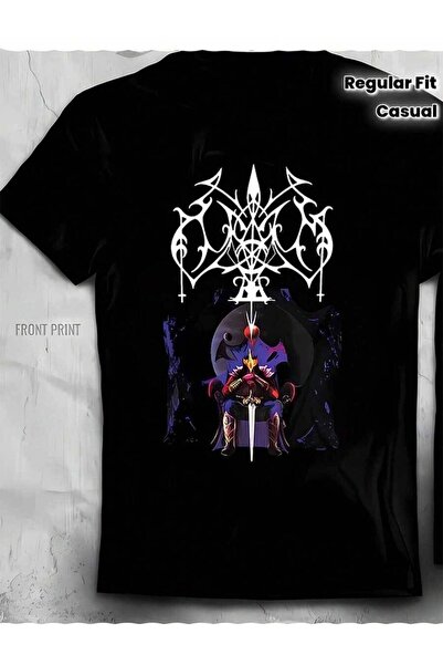 26LIK Heavy T-Shirt Men ODIUM Black With Purple Pentagram Text "The End Realm...