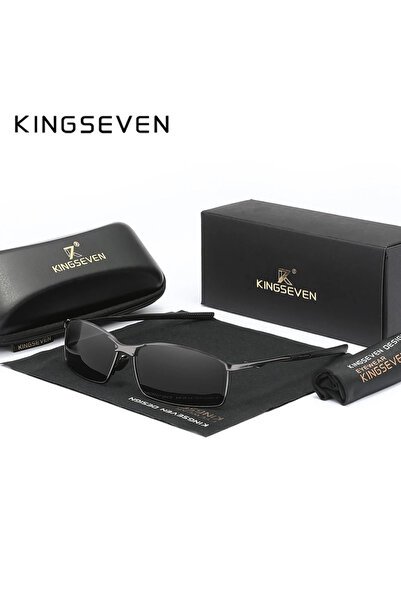 Choice4 Gun Gray KINGSEVEN Polarized Rectangular Frame Sunglasses For Men Met...