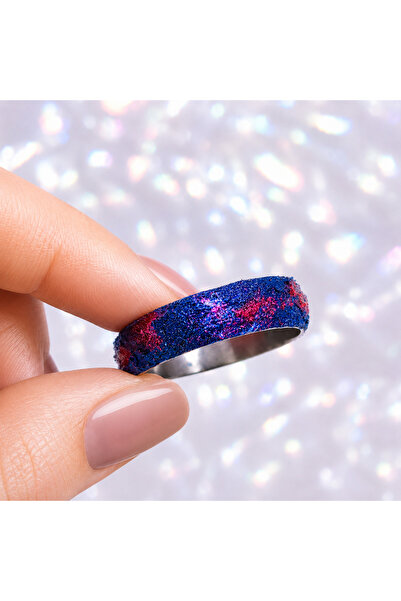 DM ONLINE Blue Pink Glittering Epoxy Design Ring
