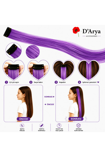 Darya D’Arya Snap-On Colorful Hairpiece 40-50 cm Children Young Women Hair Ac...