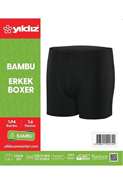 Yıldız Çamaşır 3-Pack Black Bamboo Men's Lycra Boxers 321