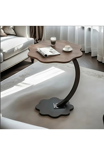 The Living Modern Flower-Edged Round Side Table with Curved Column | Multi-Pu...