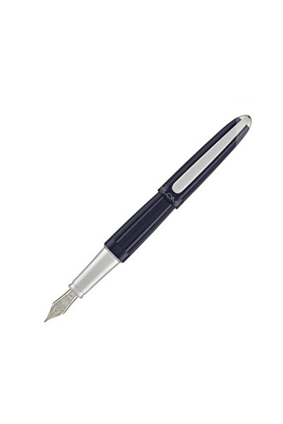 Diplomat Aero Pen, With M Nib, Stainless Steel - Midnight Blue, Blue