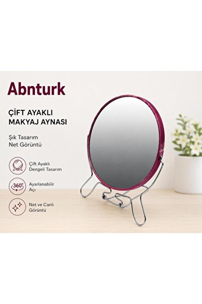 abnturk 6'' Yuvarlak Makyaj Aynası-Büyütme ve Normal Çift Yönlü Kullanım Ayak...