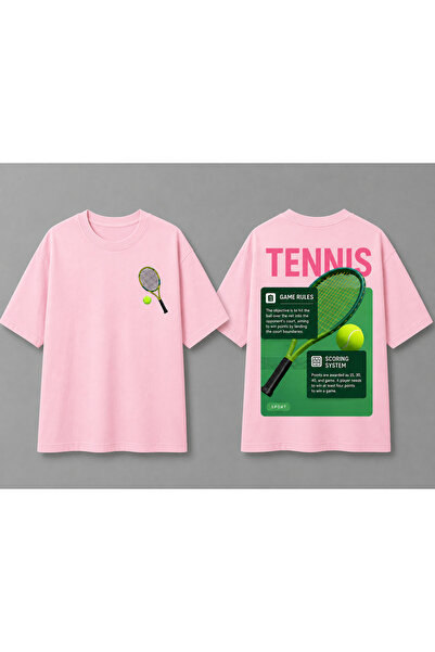 VODEXA Unisex Oversize Tennis Printed T-Shirt 100% Cotton Tennis Themed Comfo...